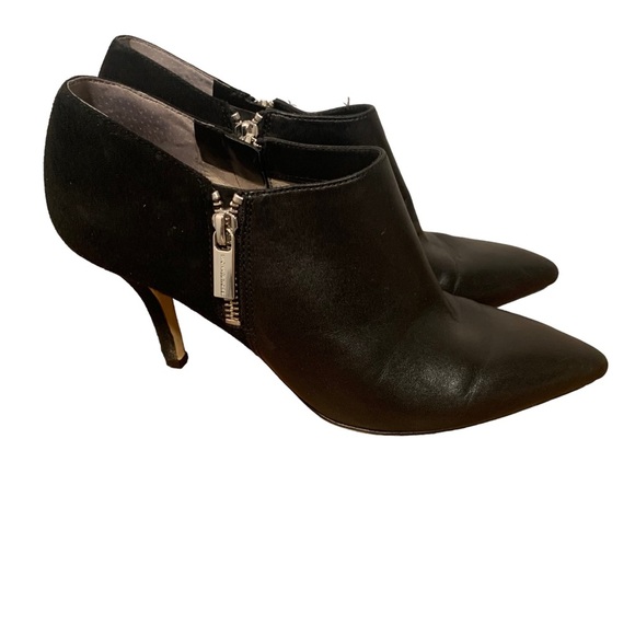 Michael Kors black leather pointed toe zip up stiletto ankle boots booties sz 8 - Picture 1 of 9